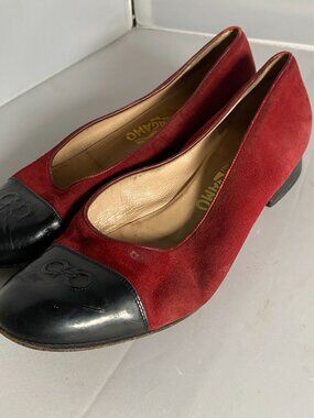 Salvatore Ferragamo Agile Red Suede Cap Toe Pumps Women's Sz 8